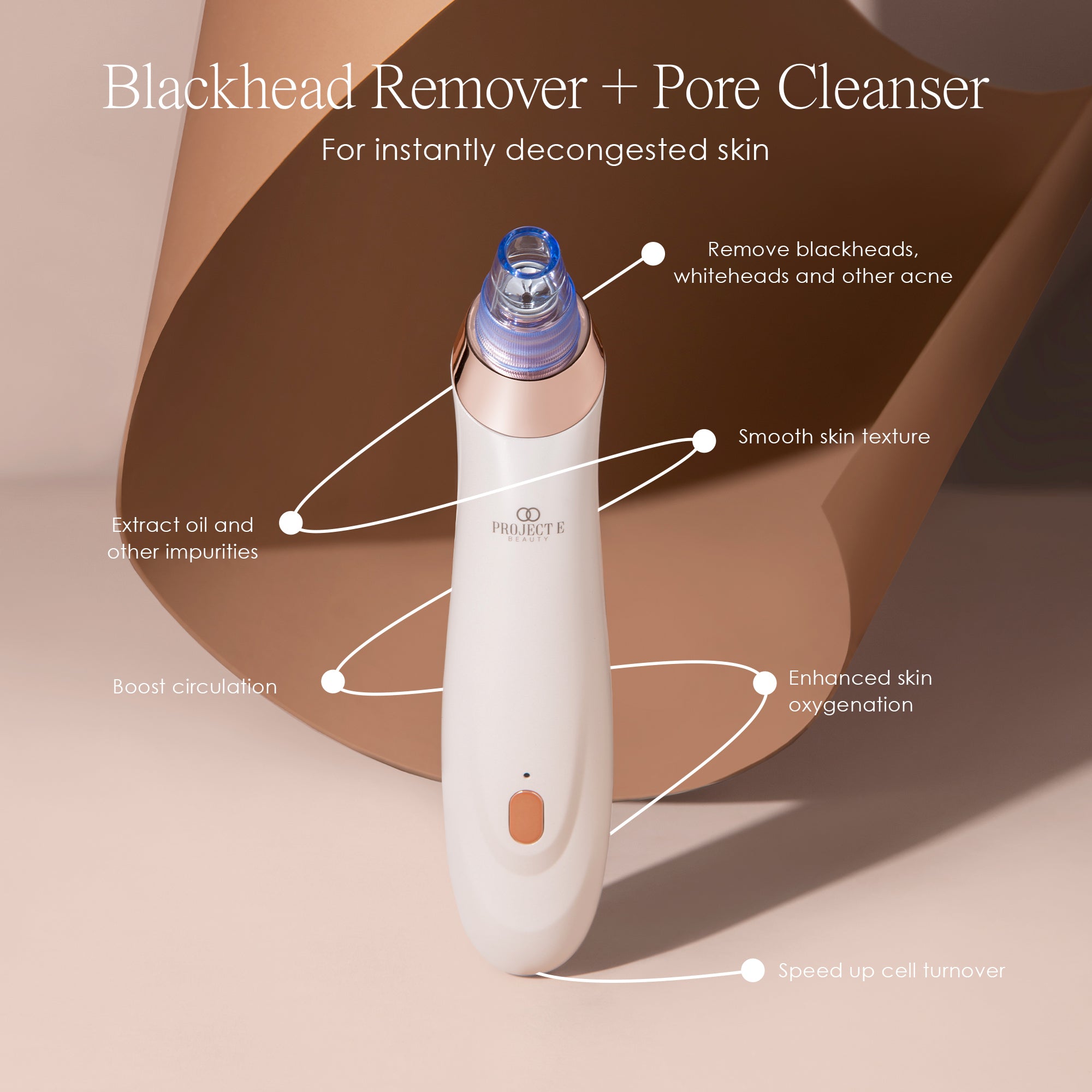 Vana vacuum blackhead remover showing vacuum extraction therapy benefits such as removing blackheads, whiteheads, and other acne